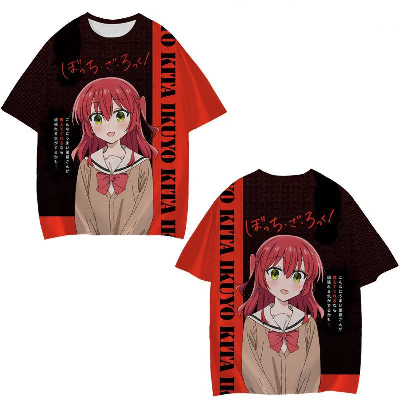 Camisetas de Manga corta para hombre y mujer,ropa de calle con estampado 3D de Bocchi The Rock,de gran tamaño,a la moda