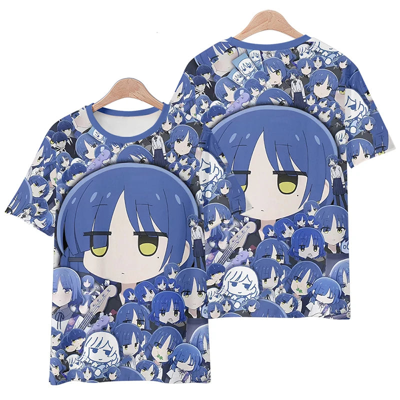 Camisetas de Manga corta para hombre y mujer,ropa de calle con estampado 3D de Bocchi The Rock,de gran tamaño,a la moda