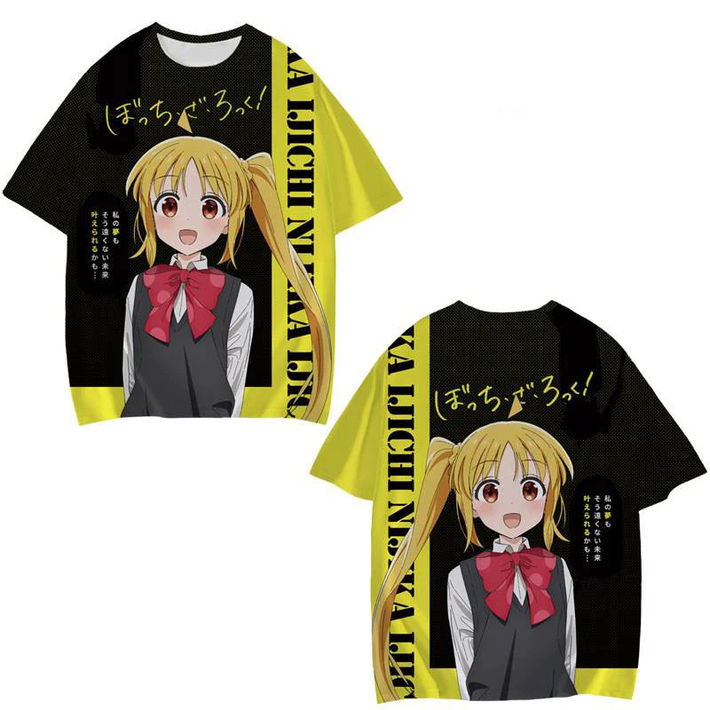 Camisetas de Manga corta para hombre y mujer,ropa de calle con estampado 3D de Bocchi The Rock,de gran tamaño,a la moda