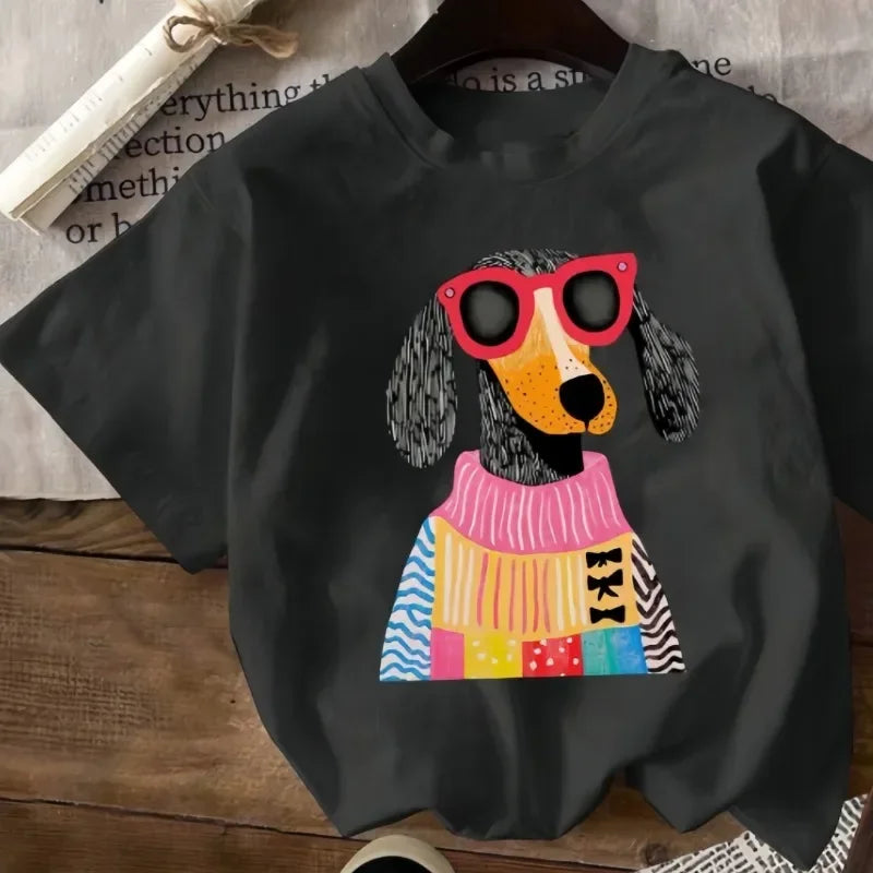 Camiseta de manga corta con estampadmoda animados para mujer, ropa informal versátil para uso diario y al aire libre