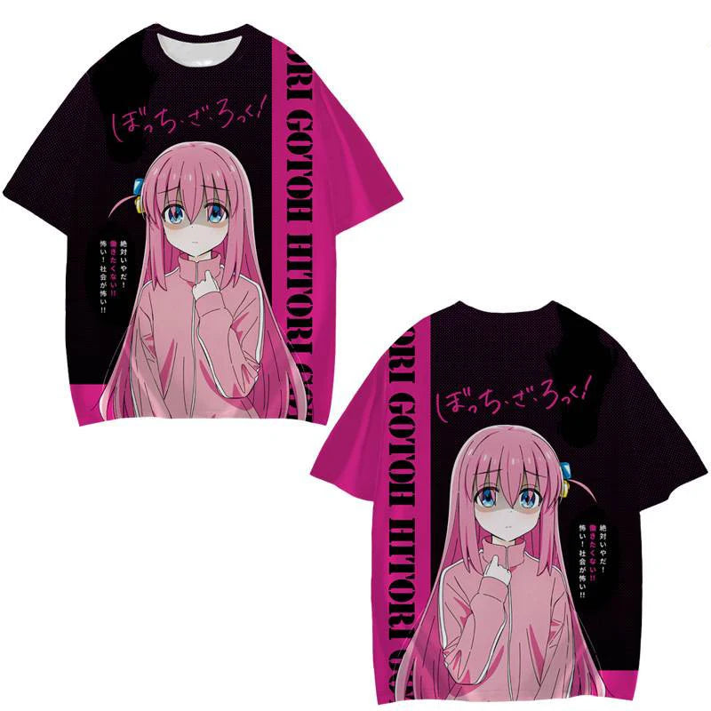 Camisetas de Manga corta para hombre y mujer,ropa de calle con estampado 3D de Bocchi The Rock,de gran tamaño,a la moda