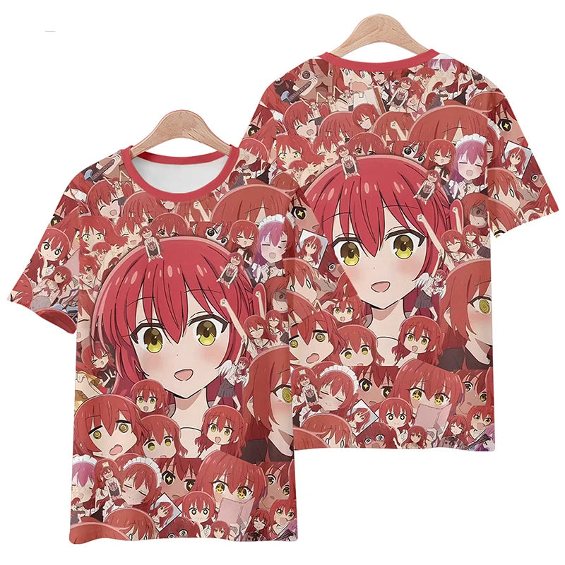Camisetas de Manga corta para hombre y mujer,ropa de calle con estampado 3D de Bocchi The Rock,de gran tamaño,a la moda