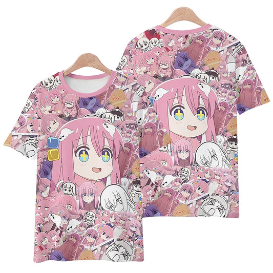 Camisetas de Manga corta para hombre y mujer,ropa de calle con estampado 3D de Bocchi The Rock,de gran tamaño,a la moda
