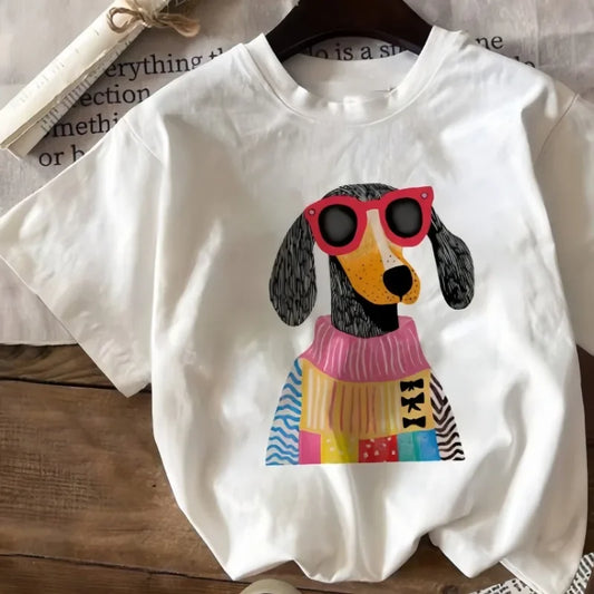 Camiseta de manga corta con estampadmoda animados para mujer, ropa informal versátil para uso diario y al aire libre
